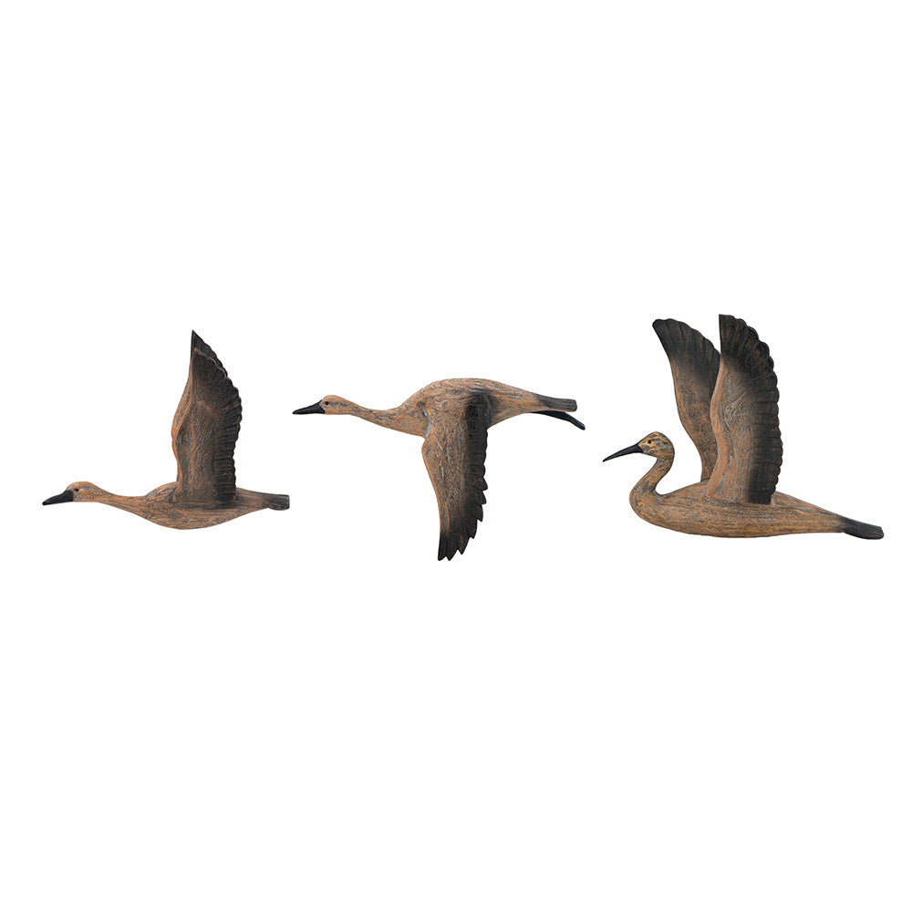 Brown Pinewood Geese Wall Sculptures, The Feathered Farmhouse