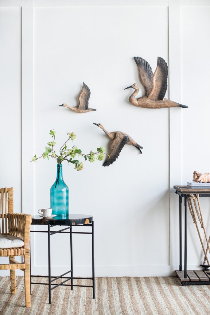 Brown Pinewood Geese Wall Sculptures, The Feathered Farmhouse