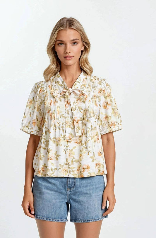Floral Front Tie Top, Feathered Farmhouse