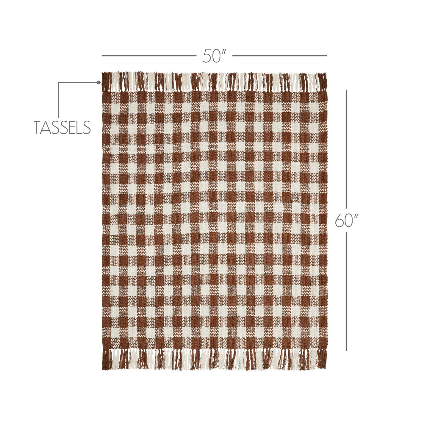 Amber Heritage Check Throw Blanket with Fringe, Feathered Farmhouse