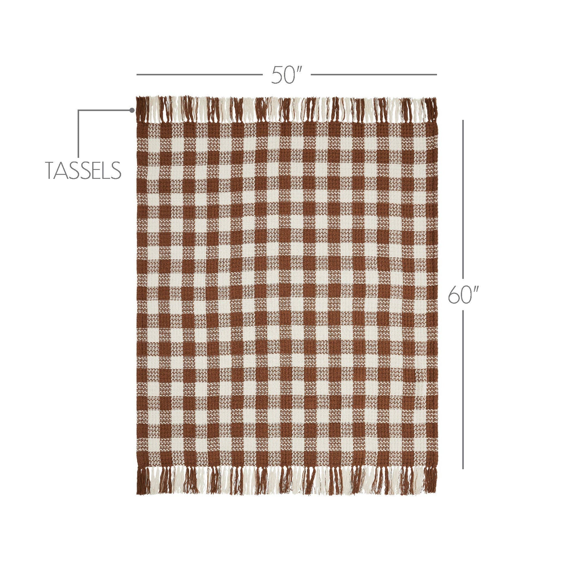 Amber Heritage Check Throw Blanket with Fringe, Feathered Farmhouse