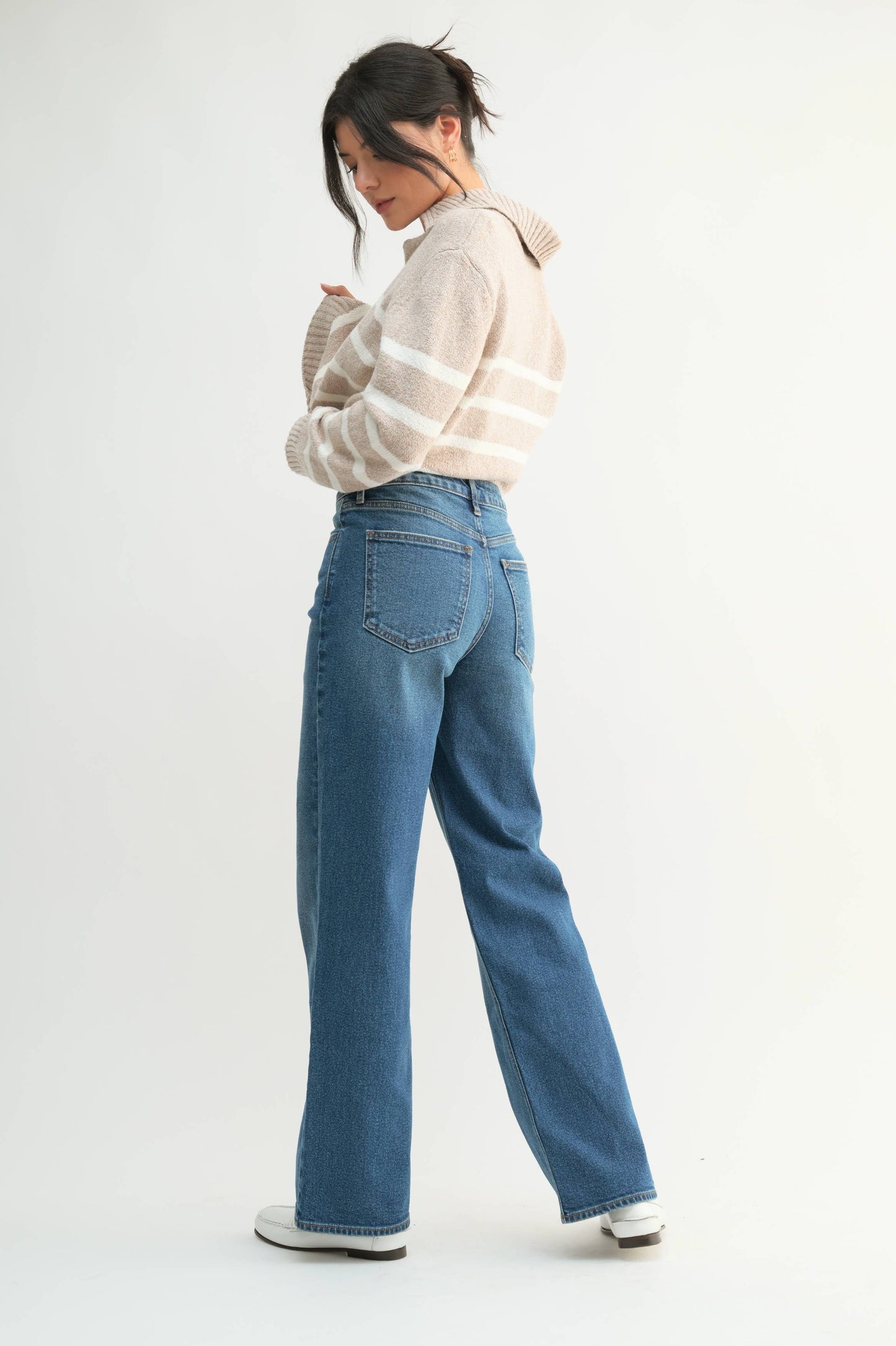 High Rise Full Length Straight Jean, Feathered Farmhouse