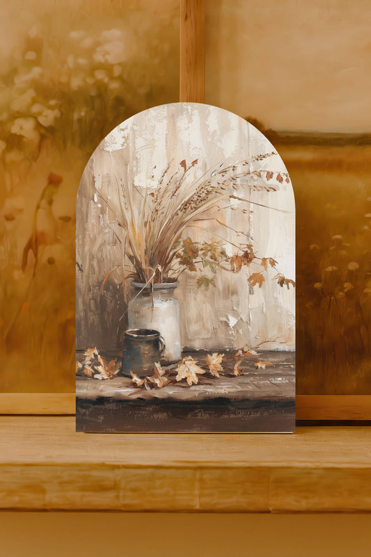 Stoneware Vase Arch, Feathered Farmhouse