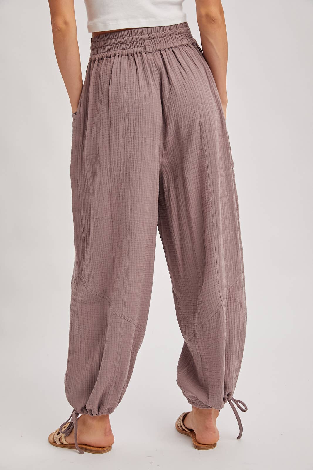 Jogger Harem Drawstring Pants, Feathered Farmhouse