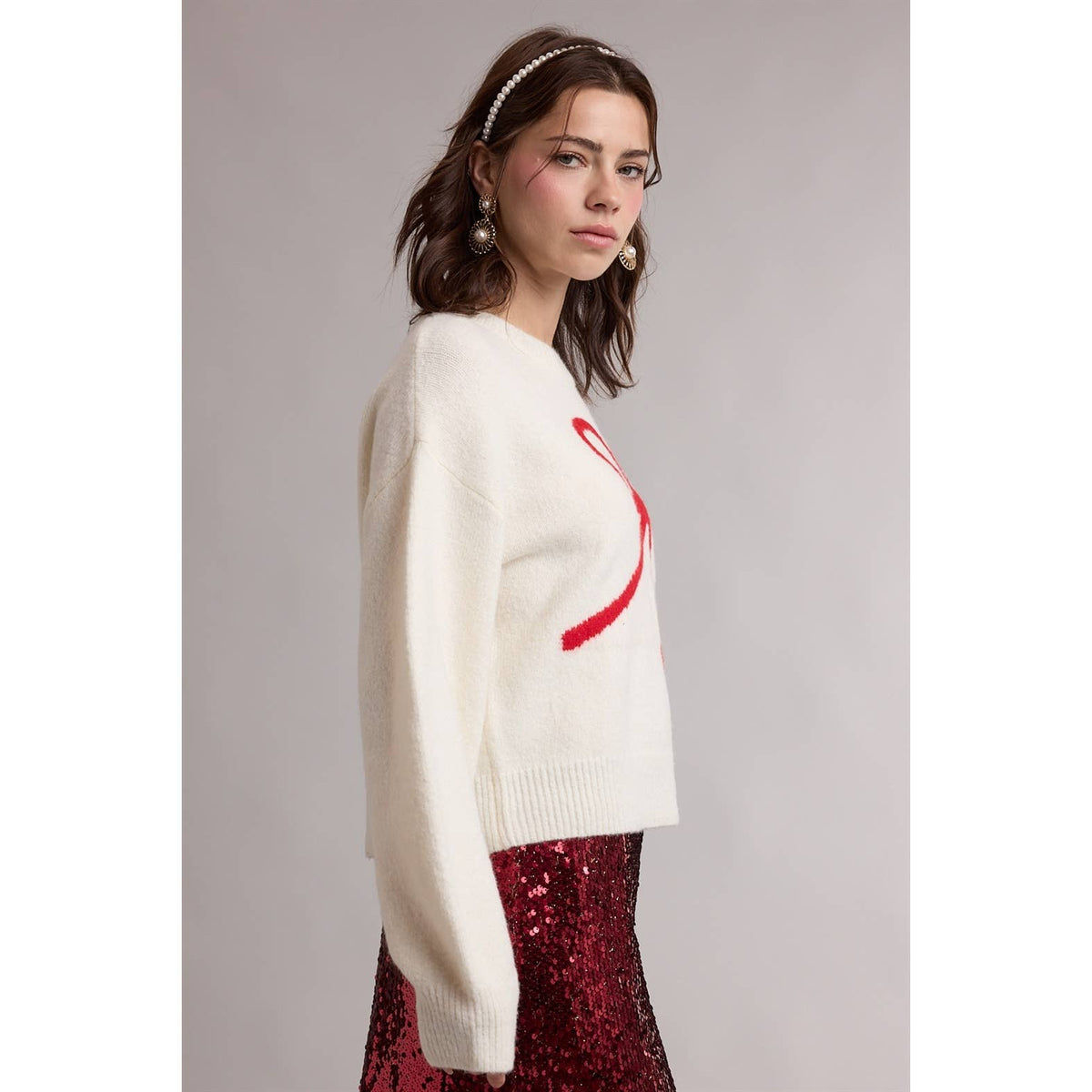 Oversized Bow Knit Sweater, Feathered Farmhouse