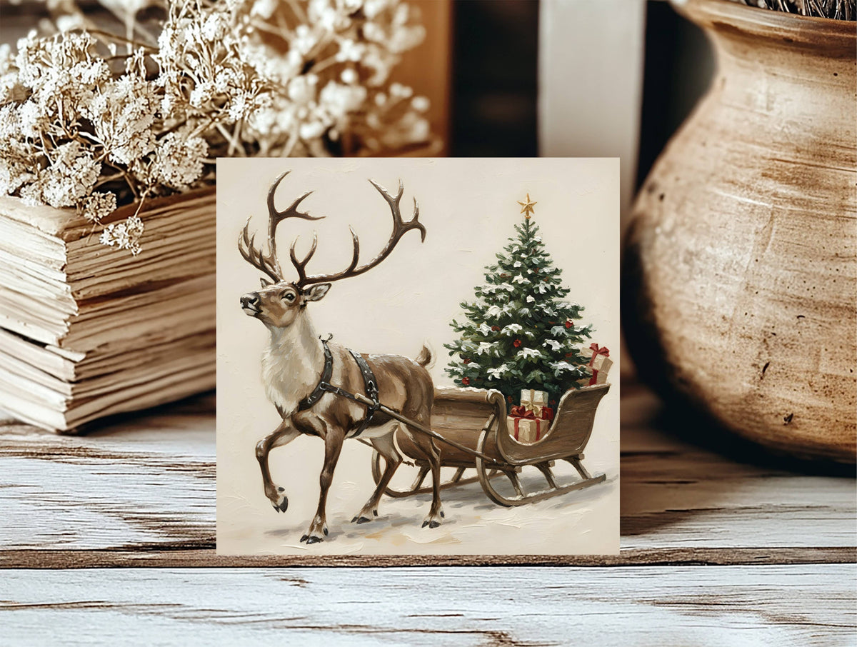 Reindeer Sleigh Insert, Feathered Farmhouse