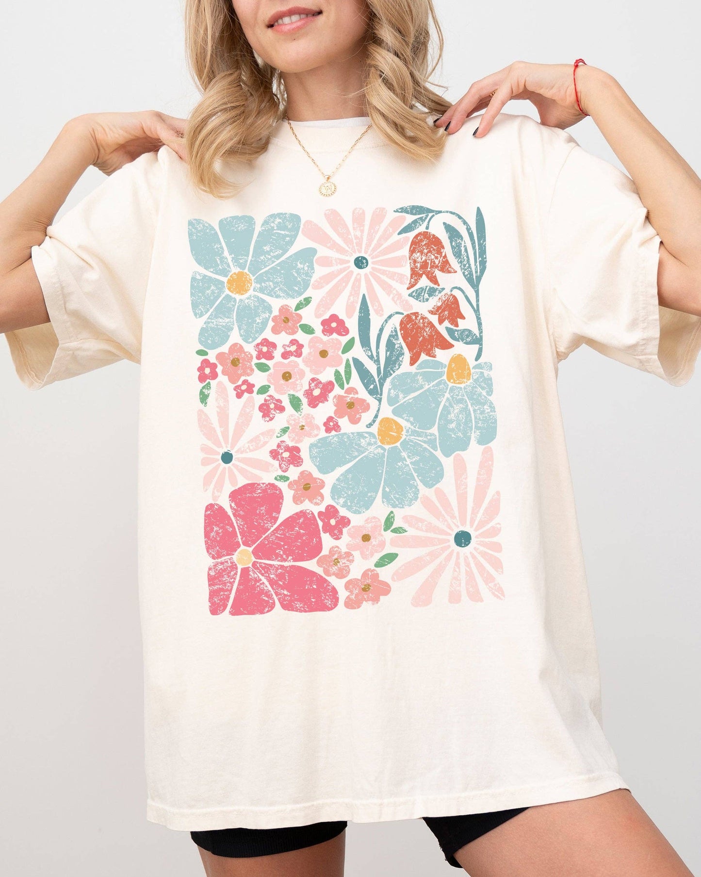 Blossoms Abstract Flowers Boho Floral Tshirt, The Feathered Farmhouse