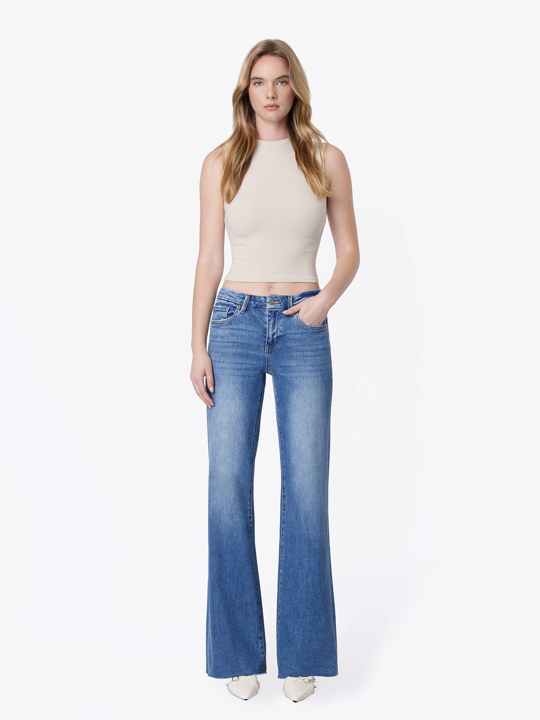 Mid Rise Seamless Waistband Vintage Flare, Feathered Farmhouse