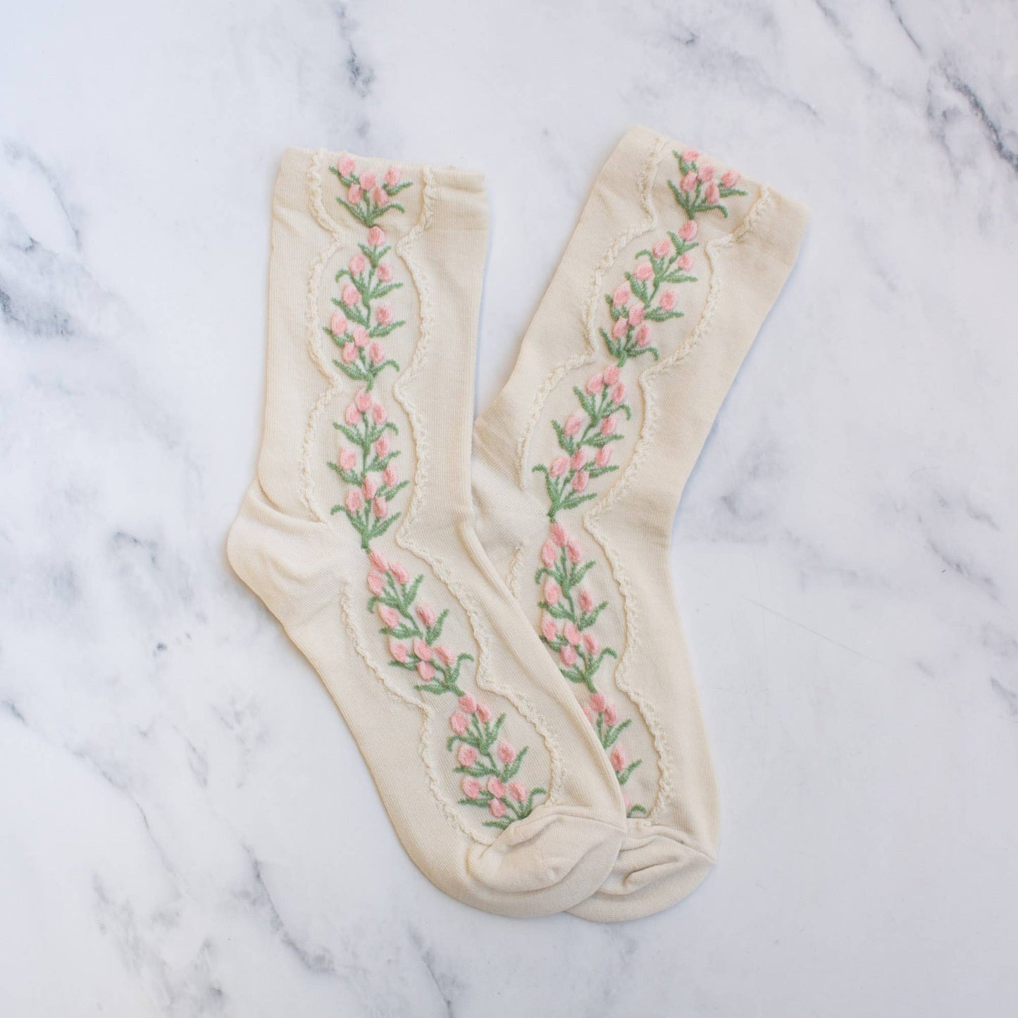 Women's Antique Tulip Flower Socks, The Feathered Farmhouse