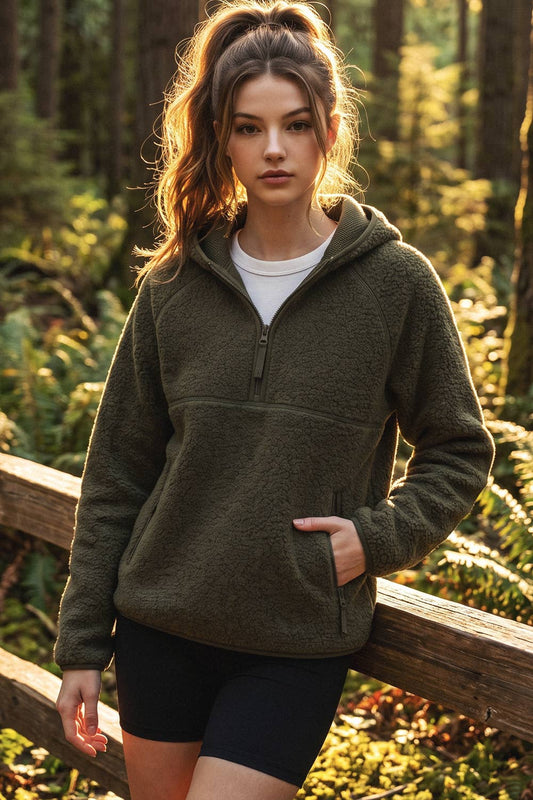 Soft Sherpa Hoodie Pullover, Feathered Farmhouse
