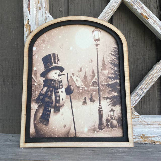 Snowman in Village Arch, Feathered Farmhouse