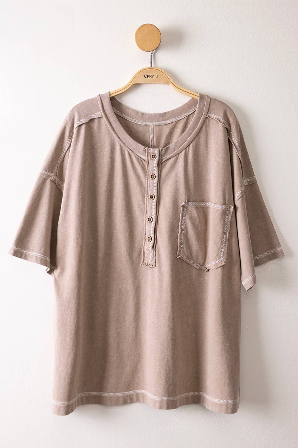 Mineral Washed Oversized Comfy Knit Top, Feathered Farmhouse