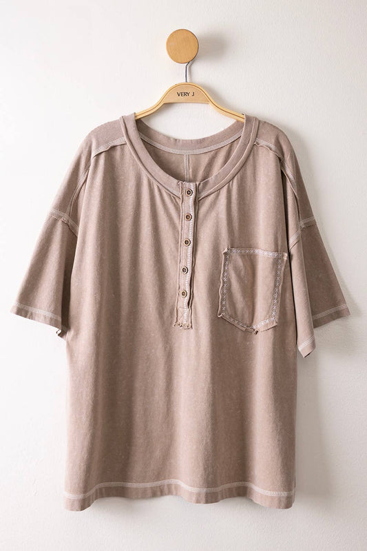 Mineral Washed Oversized Comfy Knit Top, Feathered Farmhouse