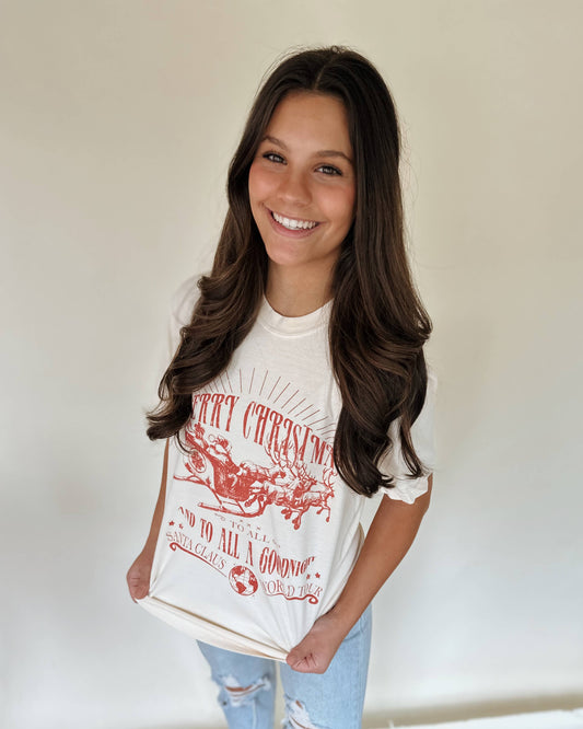 Santa World Tour Graphic Tee, Feathered Farmhouse