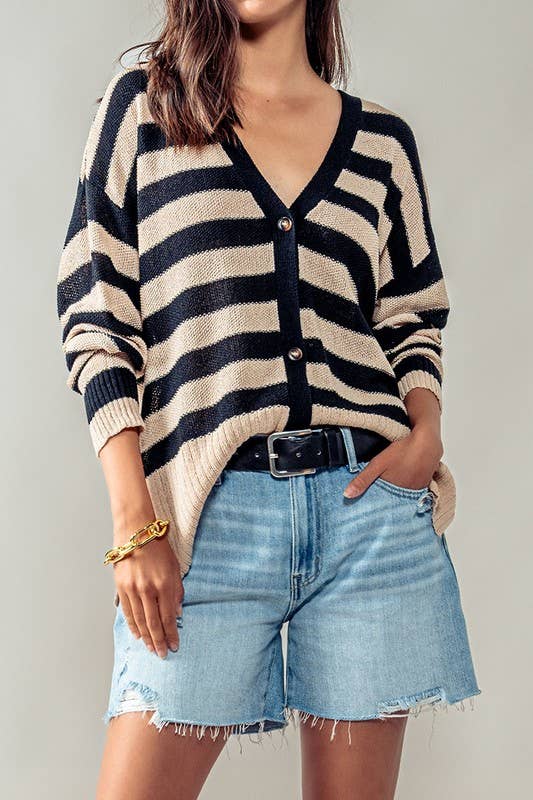 Cozy Striped Cardigan, Feathered Farmhouse