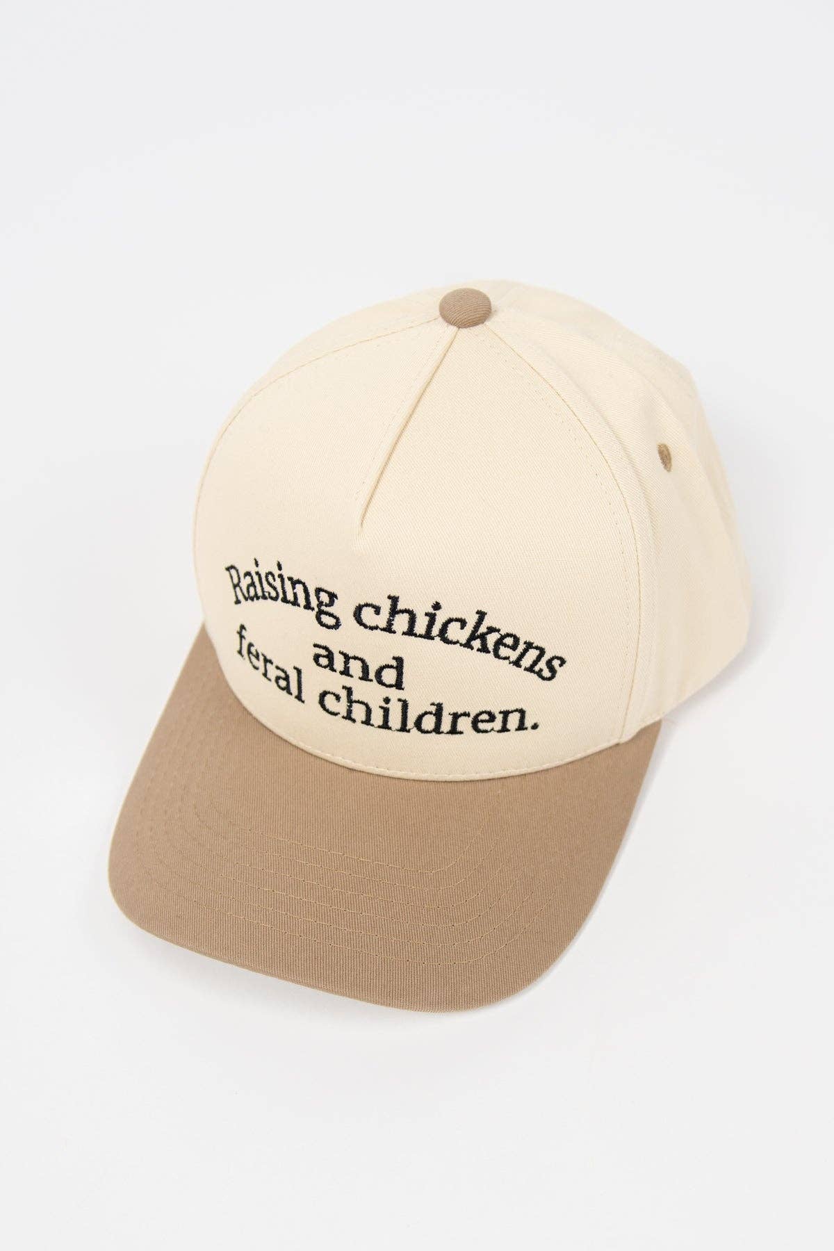 'Raising Chickens and Feral Children.' Embroidered Trucker Hat, Feathered Farmhouse