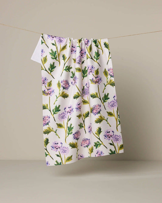 Blooming Thistle Tea Towel, Feathered Farmhouse
