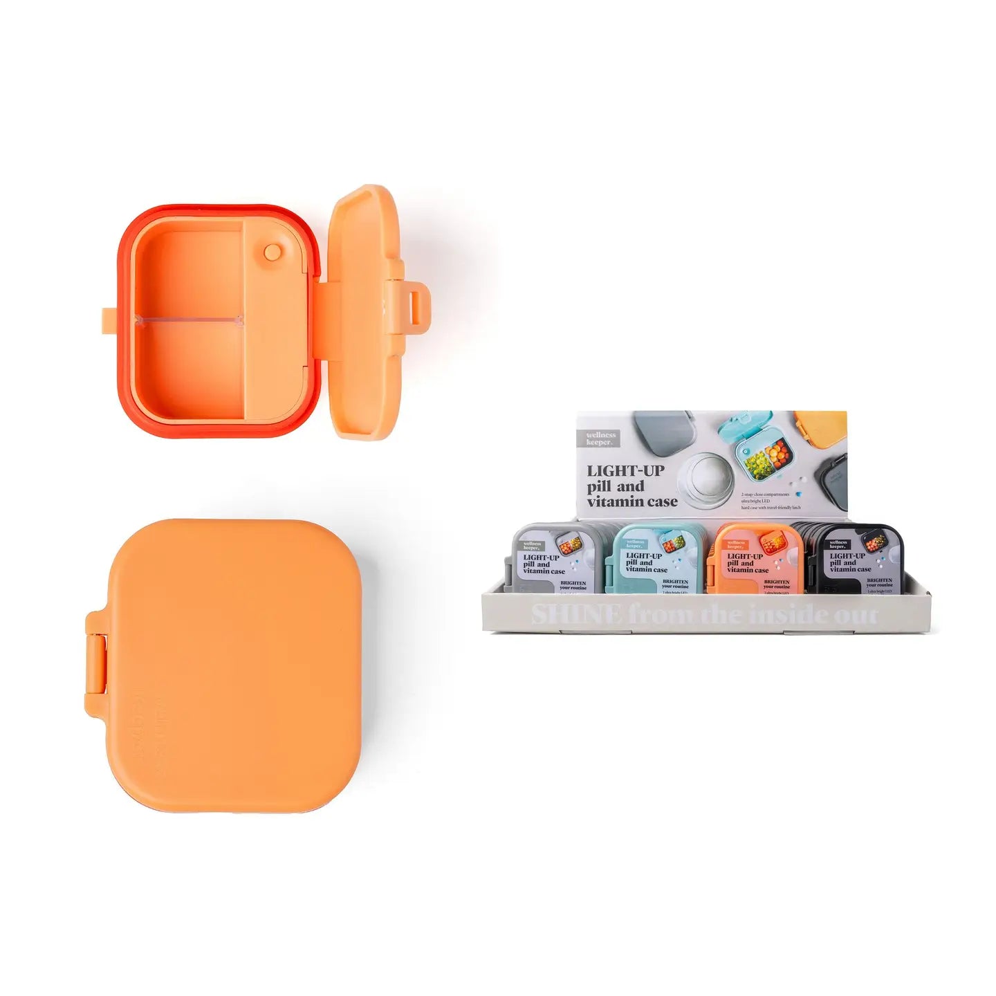 Wellness Keeper Mini Light-Up Pill and Vitamin Case, Feathered Farmhouse