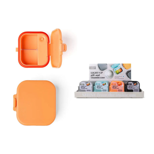 Wellness Keeper Mini Light-Up Pill and Vitamin Case, Feathered Farmhouse