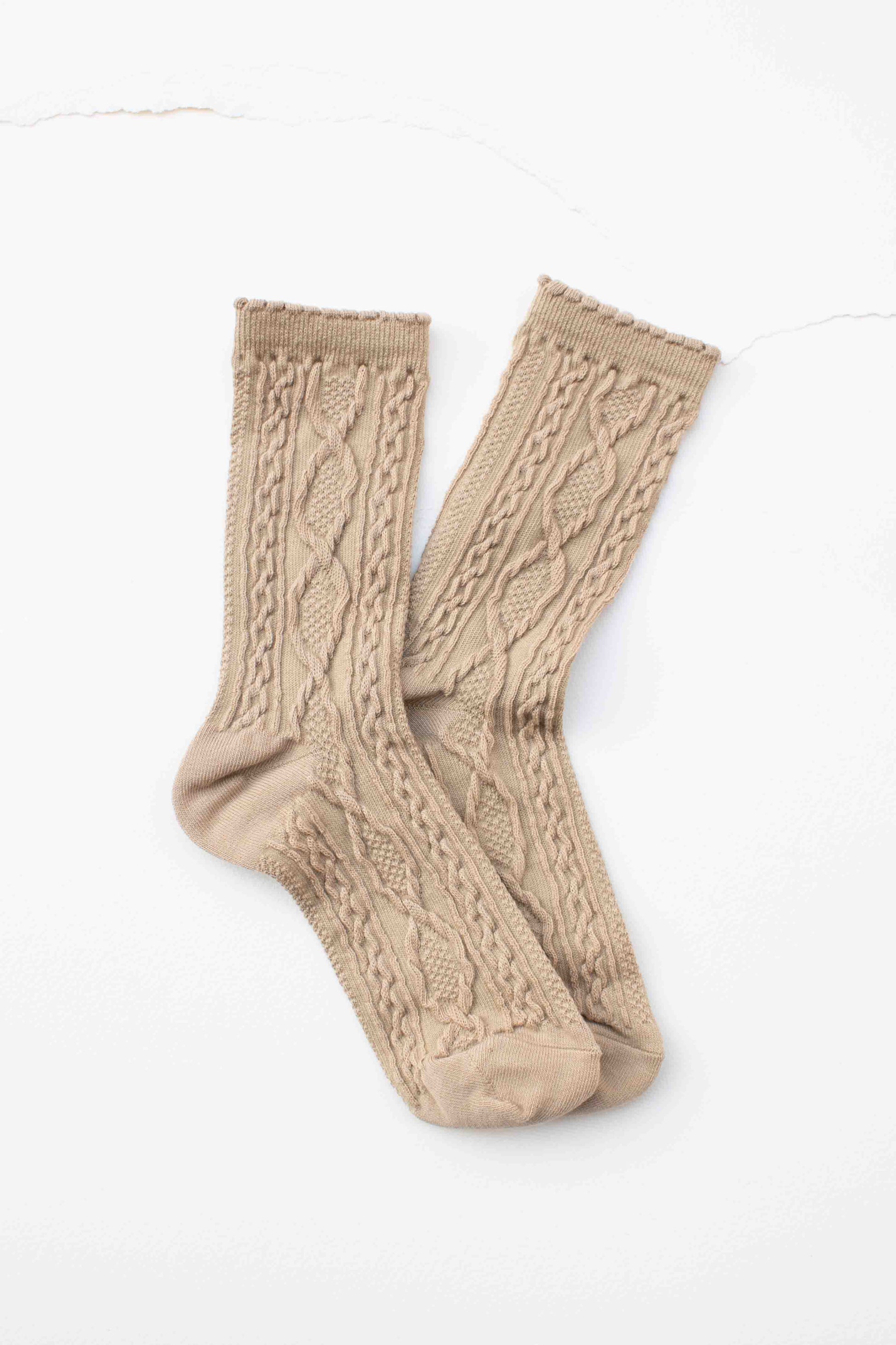 Twist Cotton Crew Socks, Feathered Farmhouse