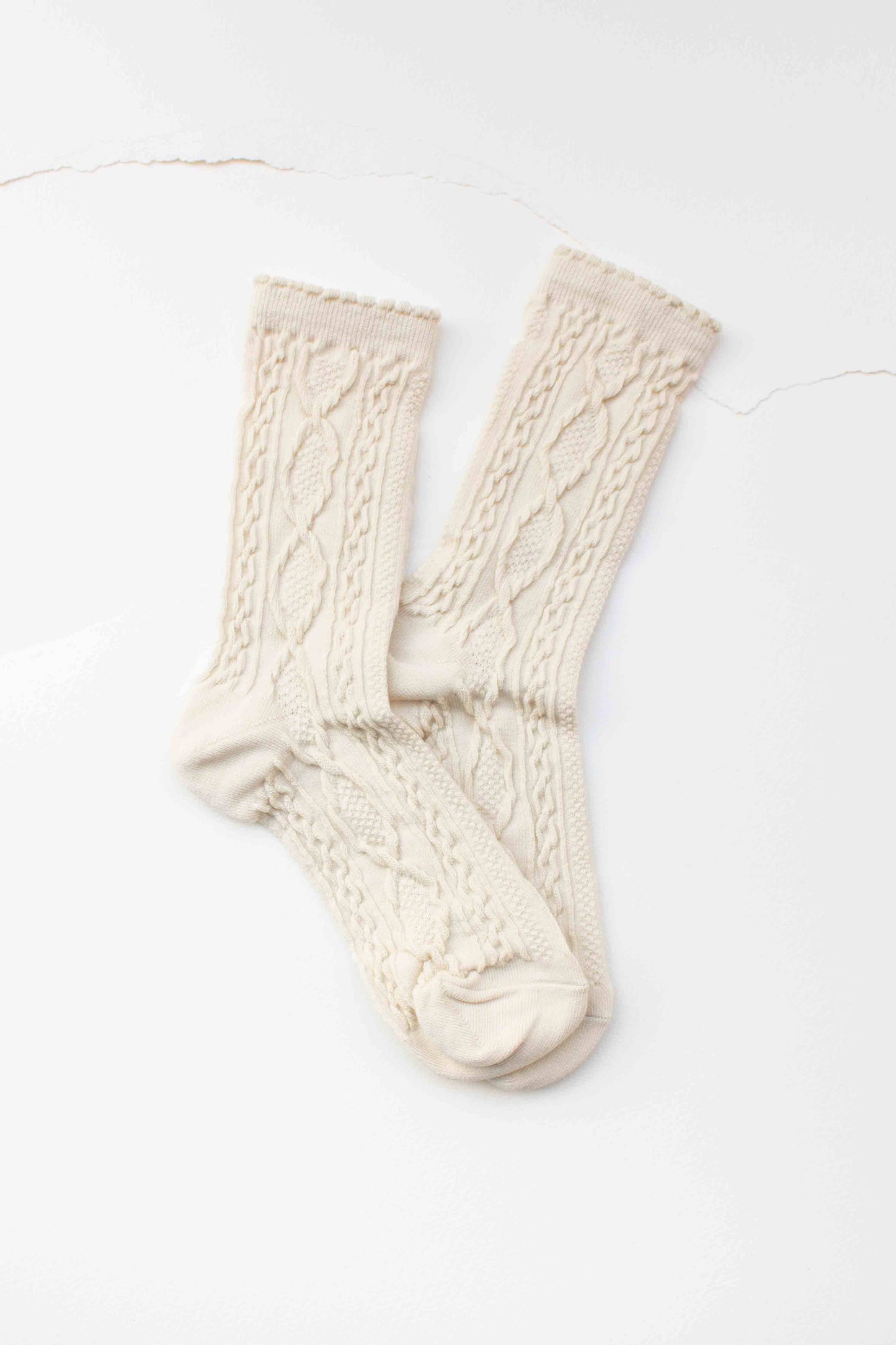 Twist Cotton Crew Socks, Feathered Farmhouse