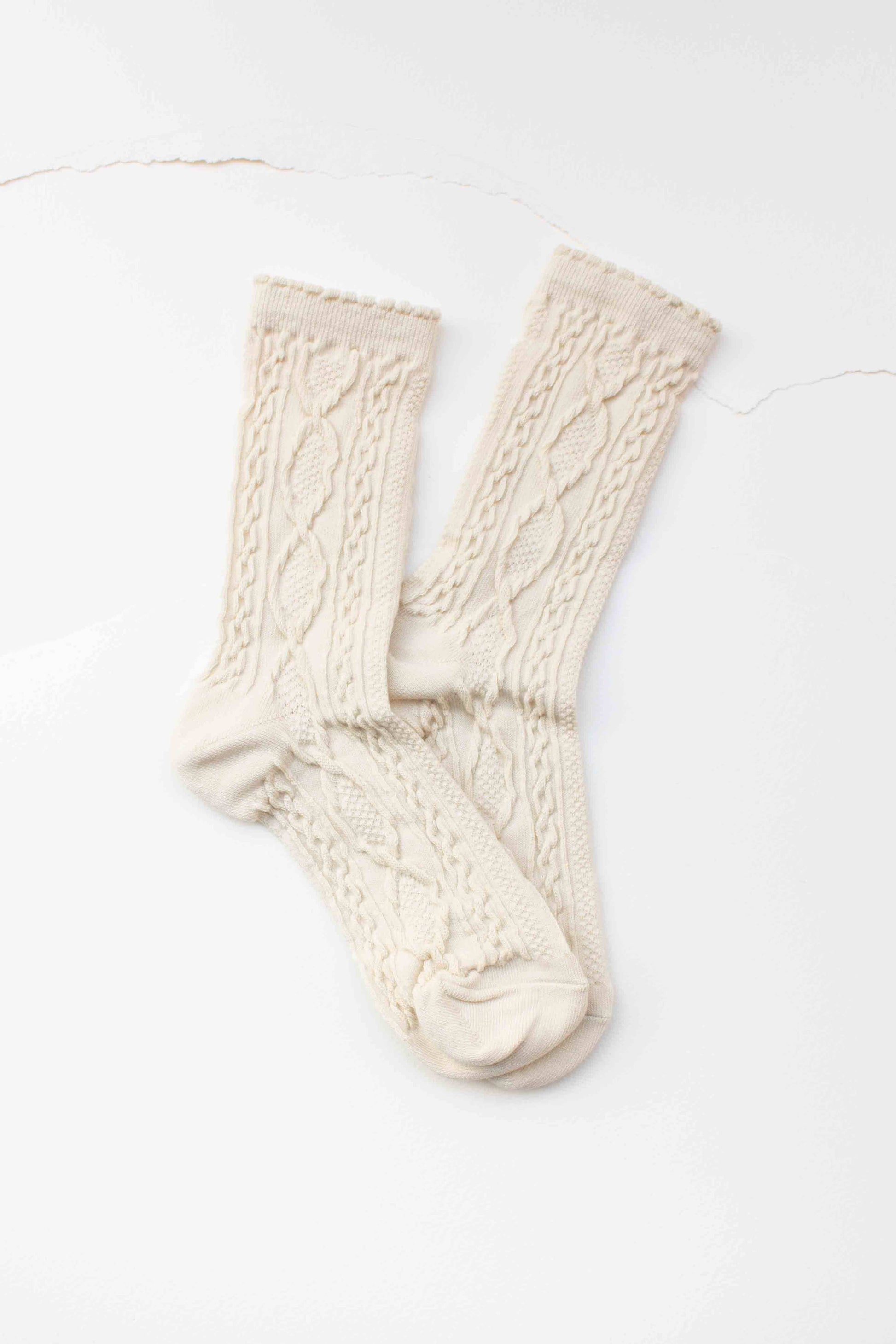 Twist Cotton Crew Socks, Feathered Farmhouse