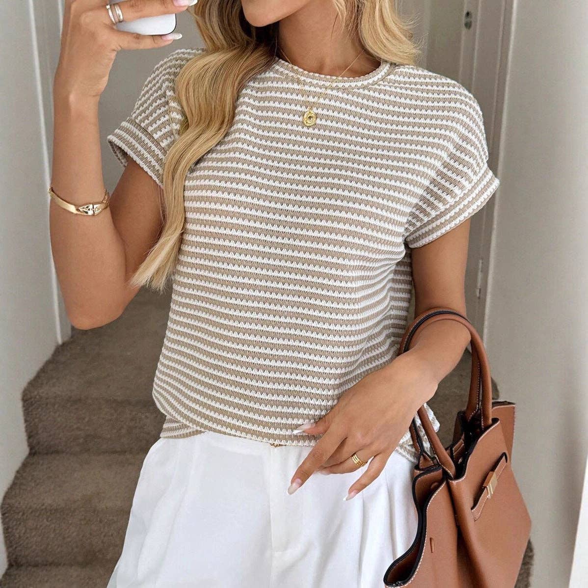 Haley Striped Top, Feathered Farmhouse