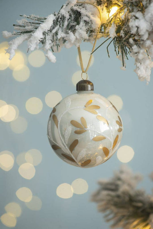 White & Gold Leaf Ornament
