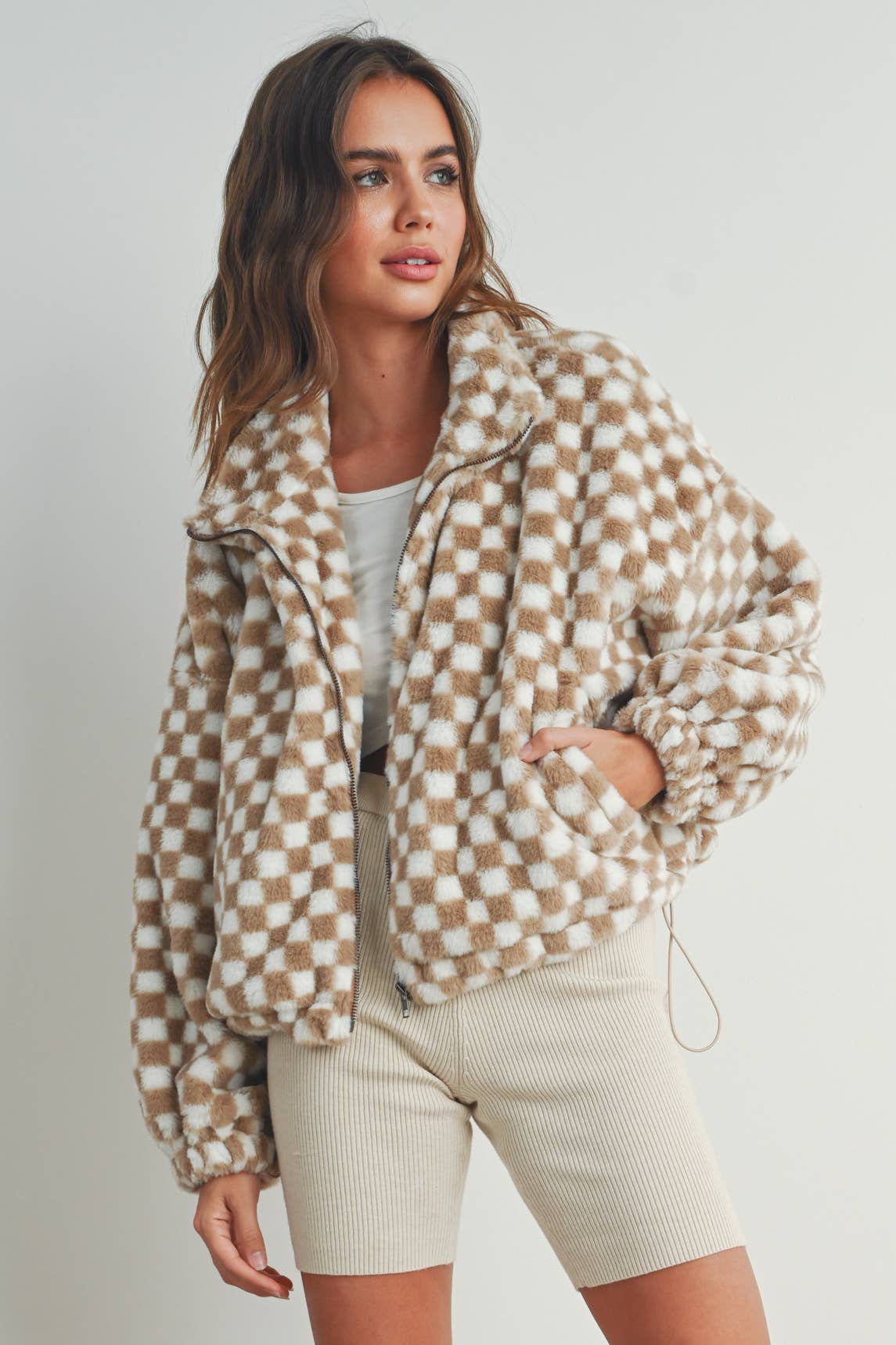 Checker Teddy Jacket, The Feathered Farmhouse