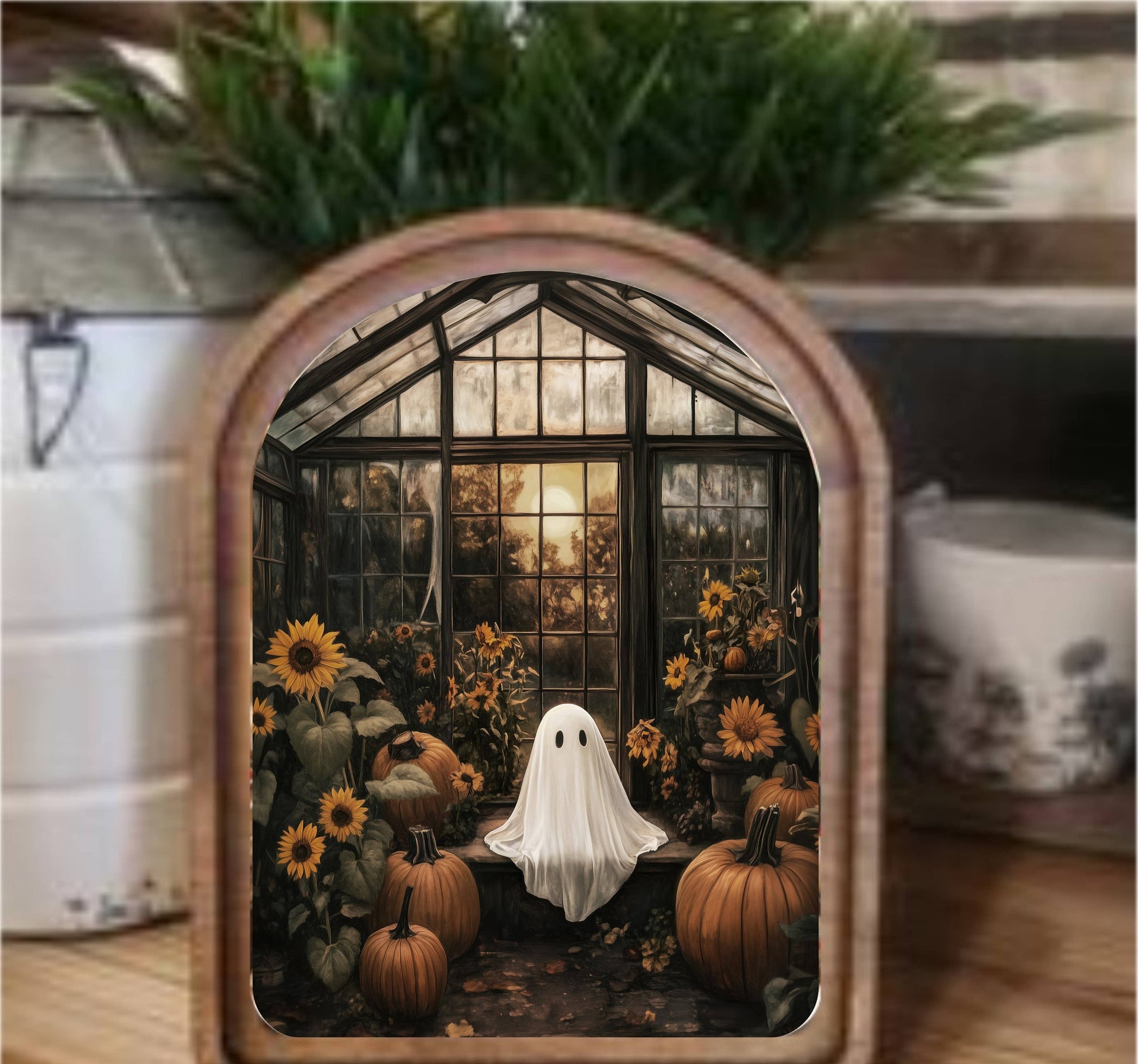 Greenhouse Ghost Framed Arch Top, Feathered Farmhouse