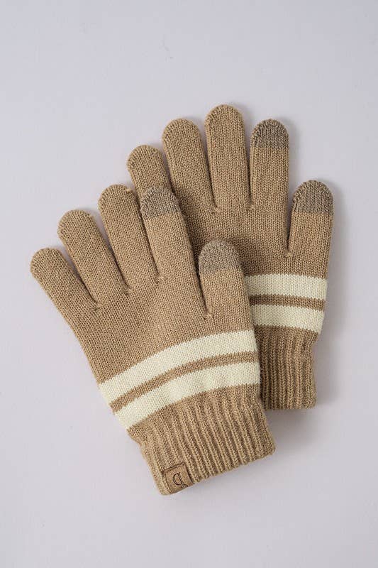 Striped Touch Screen Finger Gloves, Feathered Farmhouse