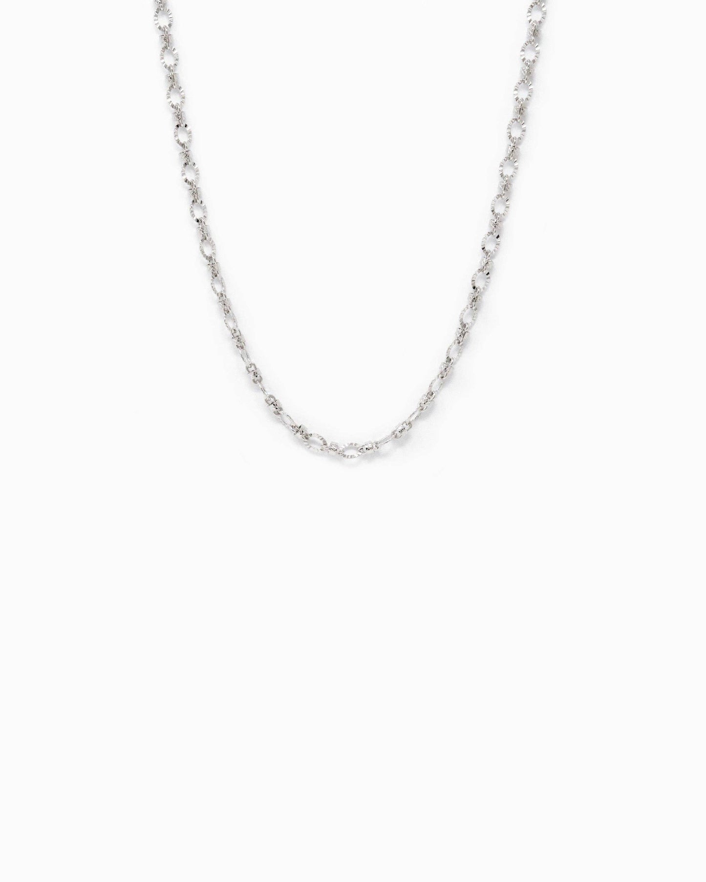 Textured Oval Link Mix Chain Necklace