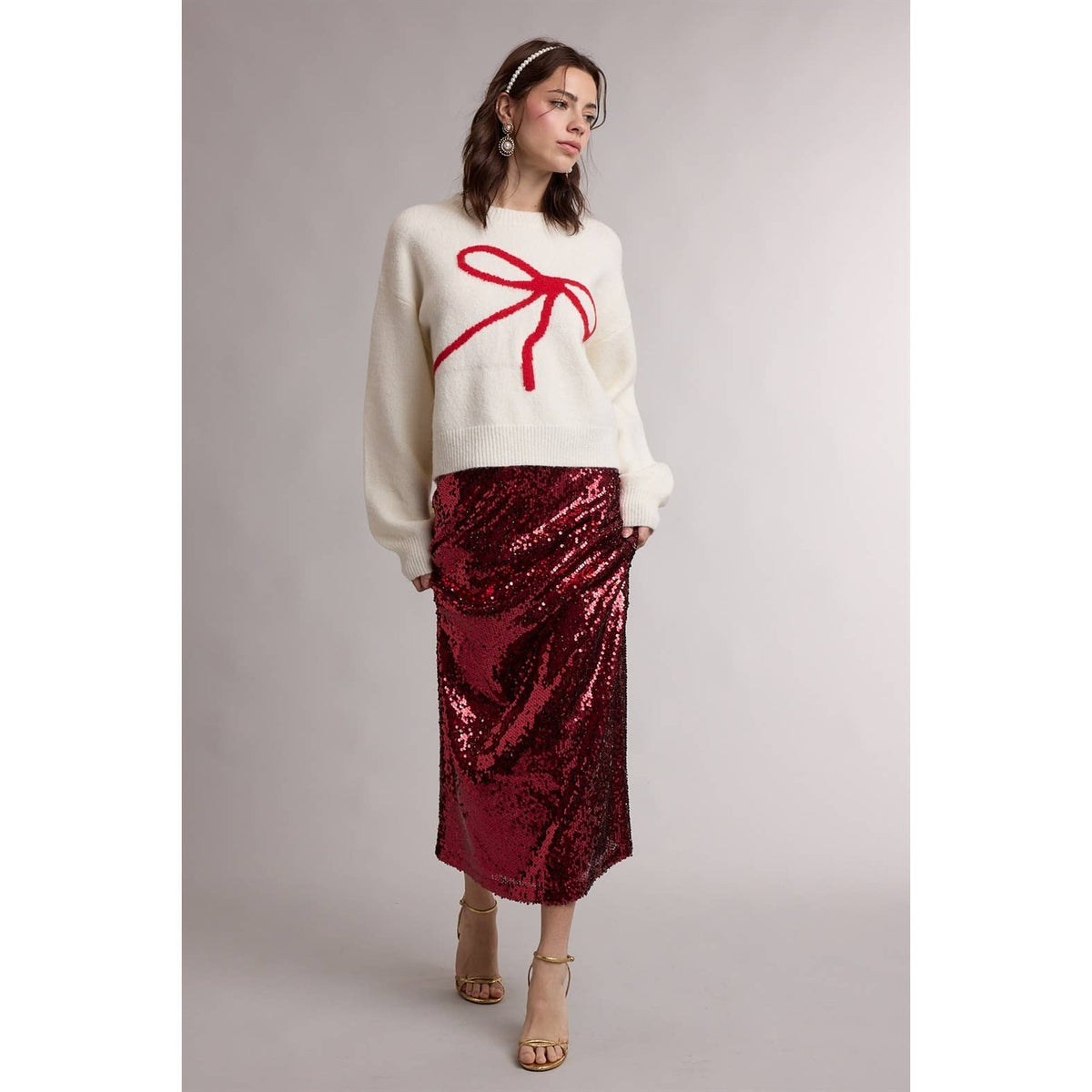 Oversized Bow Knit Sweater, Feathered Farmhouse