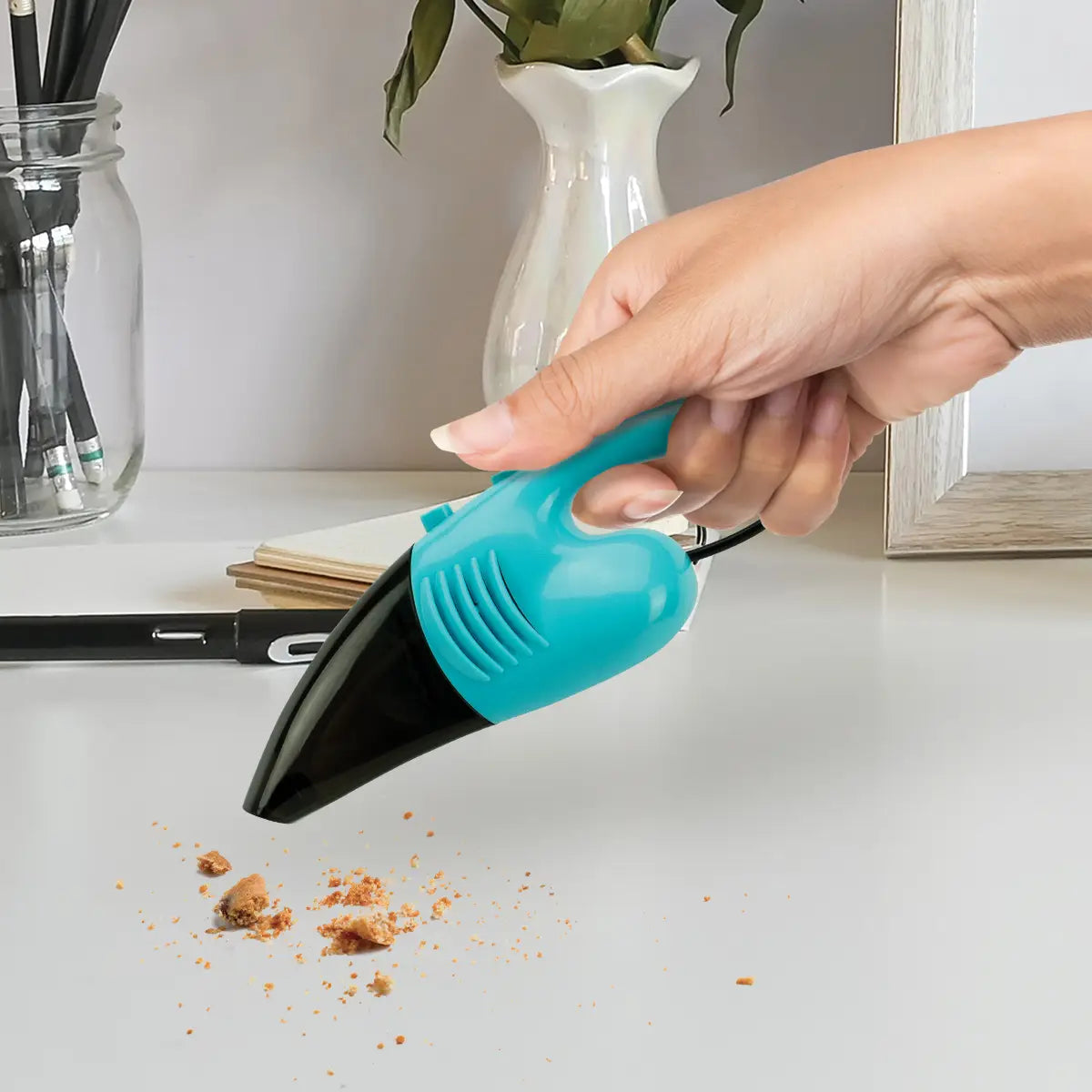 Modern Monkey Crumb Catcher USB Desktop Vacuum, Feathered Farmhouse