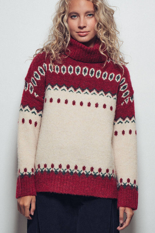 Fair Isle Turtleneck Sweater, Feathered Farmhouse