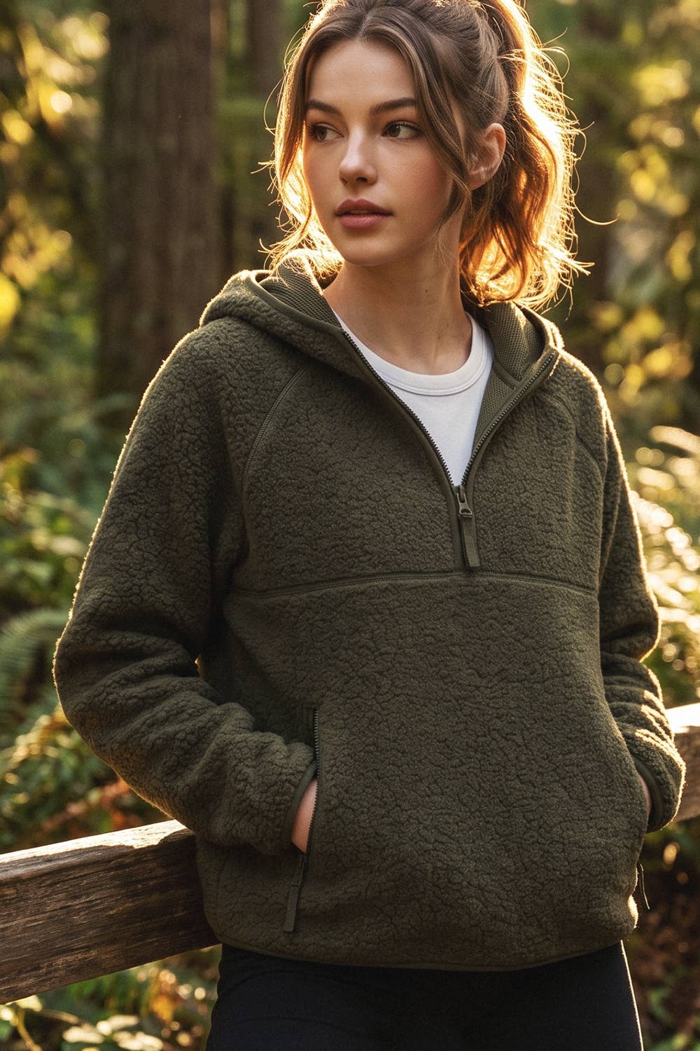 Soft Sherpa Hoodie Pullover, Feathered Farmhouse