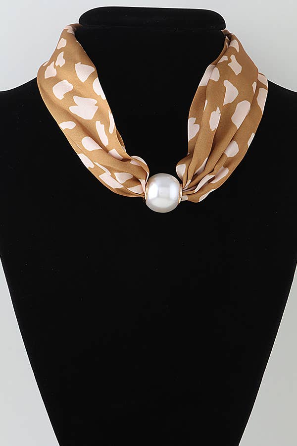 Bambi Scarf Pearl Slider Necklace, Feathered Farmhouse