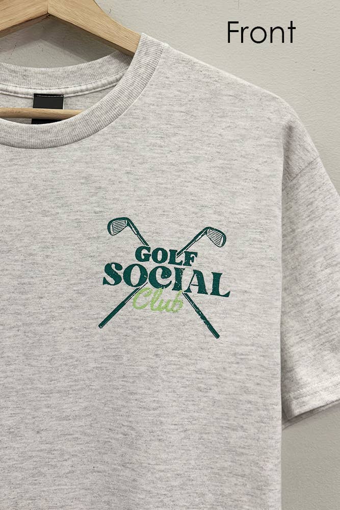 Golf Social Graphic Grey T-Shirt, Feathered Farmhouse
