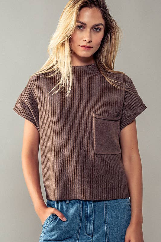 Ribbed Knit Soft Embrace Top, Feathered Farmhouse