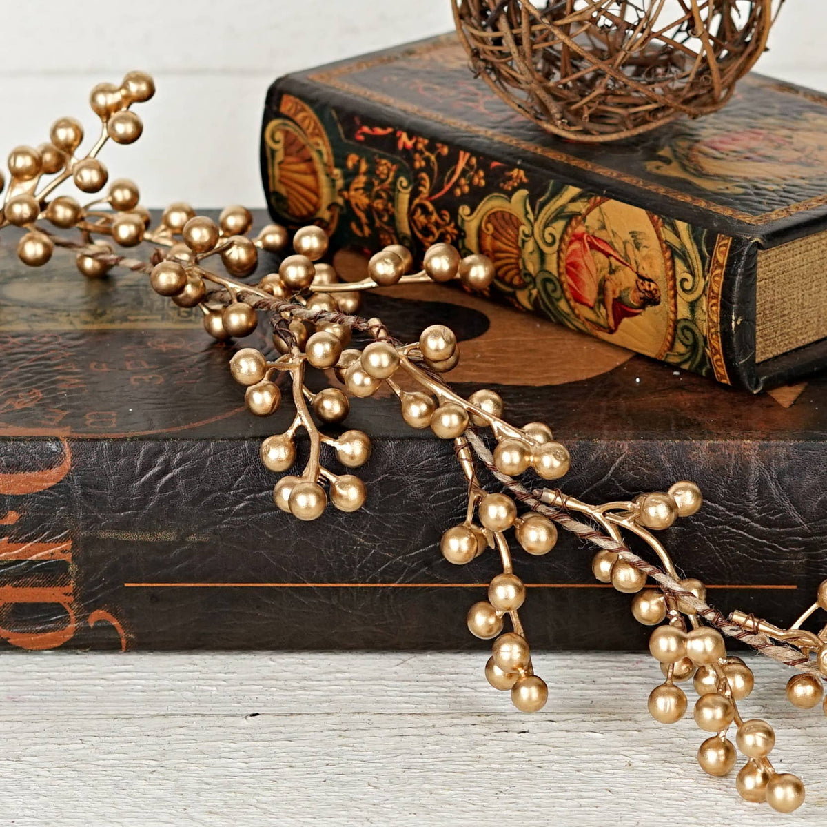 Gold Berry String Garland, Feathered Farmhouse