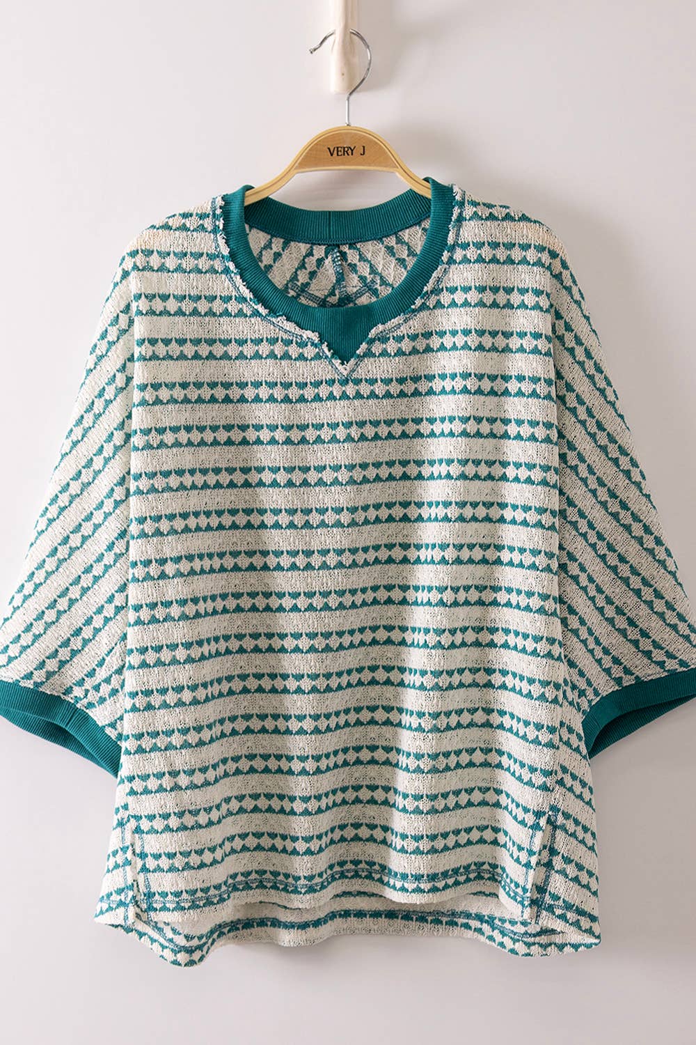 Seafoam Textured Stripe Knit Top, Feathered Farmhouse