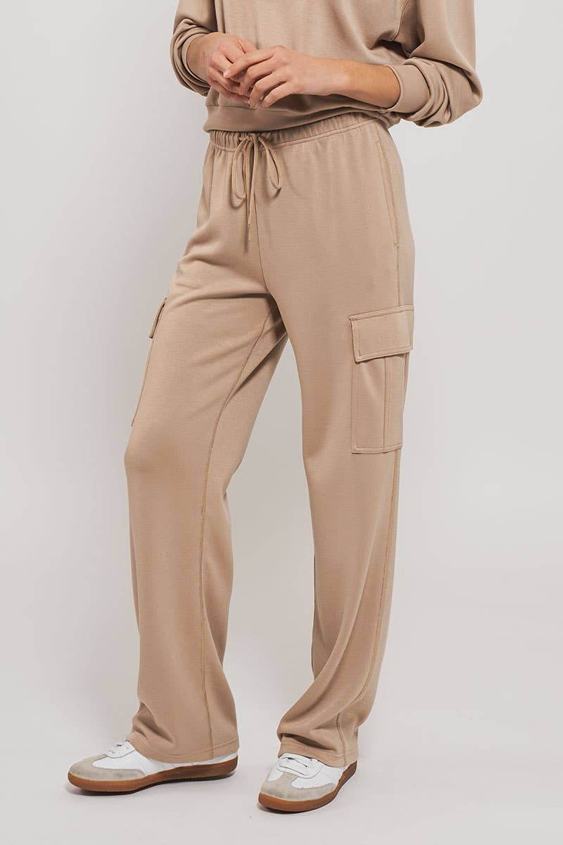 Ivory Accent Cargo Sweatpants, Feathered Farmhouse