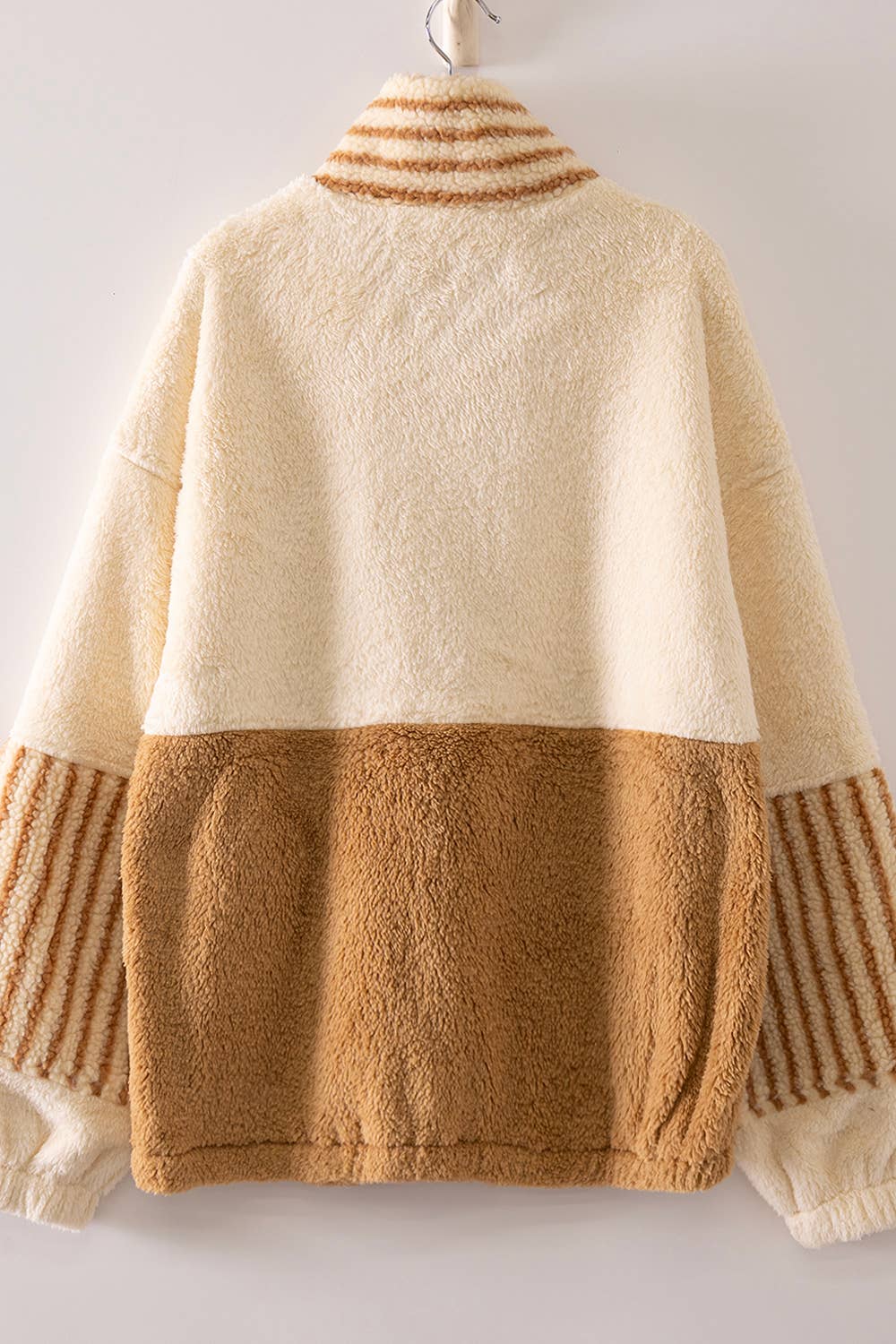 Color Block Sherpa Half Zip Pullover, Feathered Farmhouse