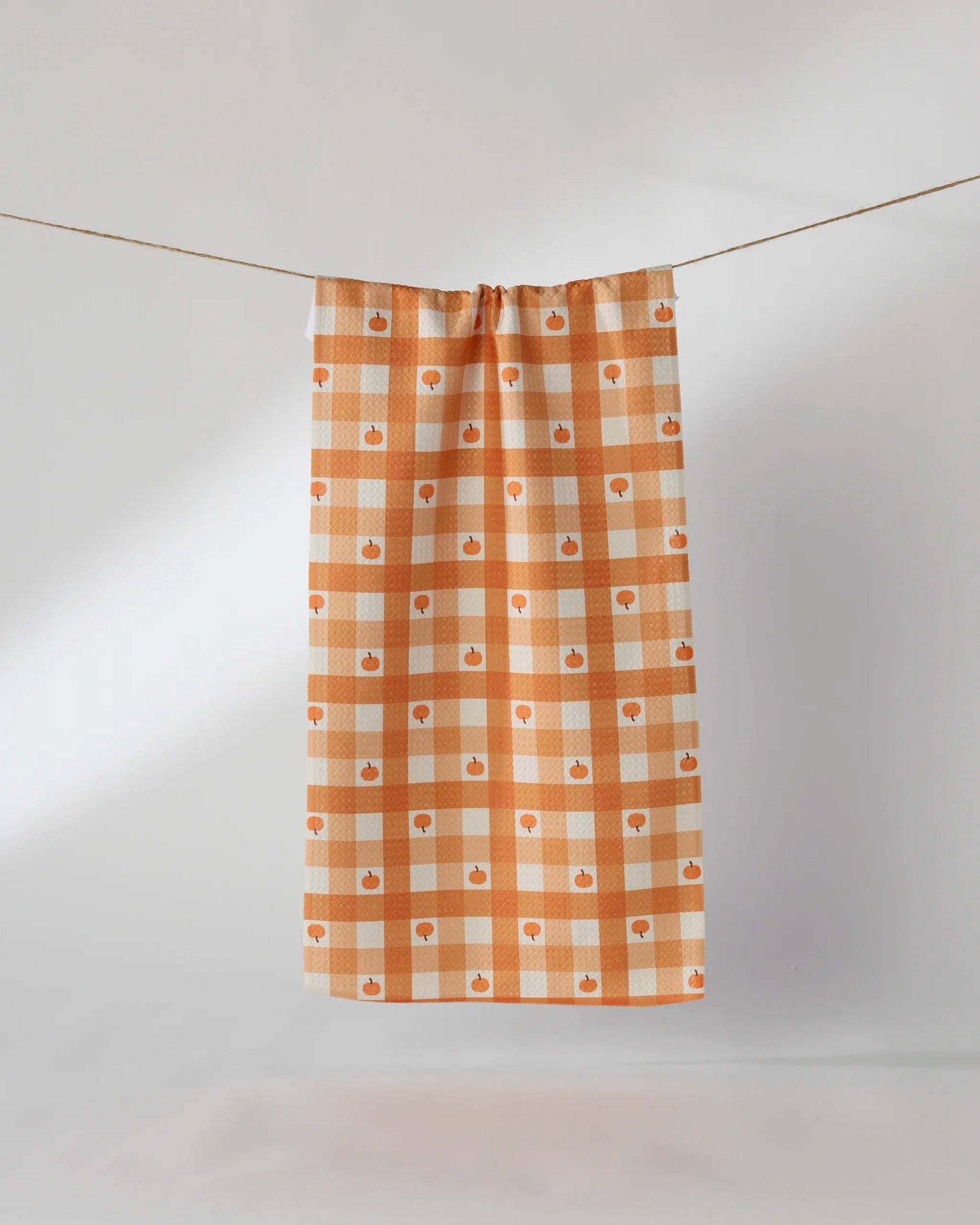 Pumpkin Check Bar Towel, Feathered Farmhouse