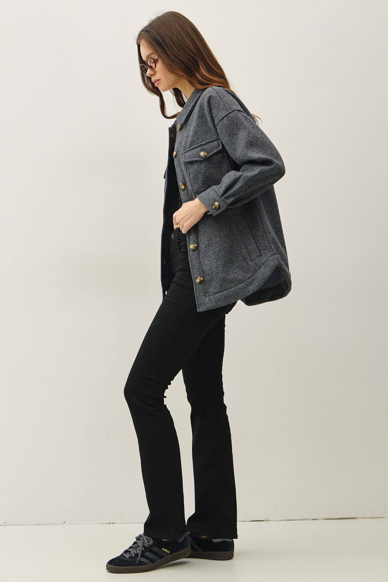 Utility Boxy Fit Woolen Shacket, Feathered Farmhouse