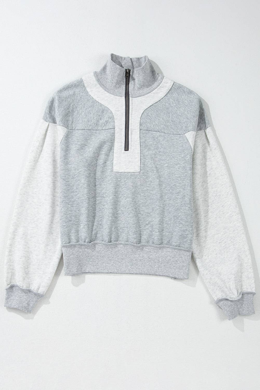 Half Zip Side Slit Sweatshirt, Feathered Farmhouse