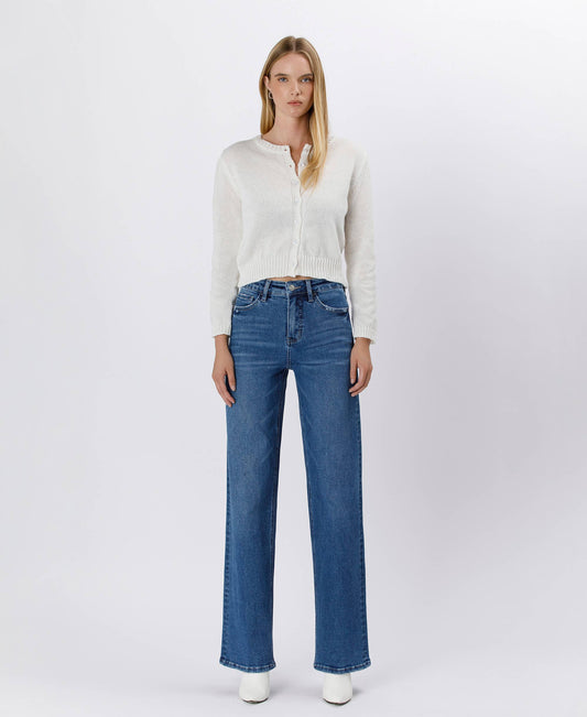Tummy Control 90's Super High Rise Jeans, Feathered Farmhouse