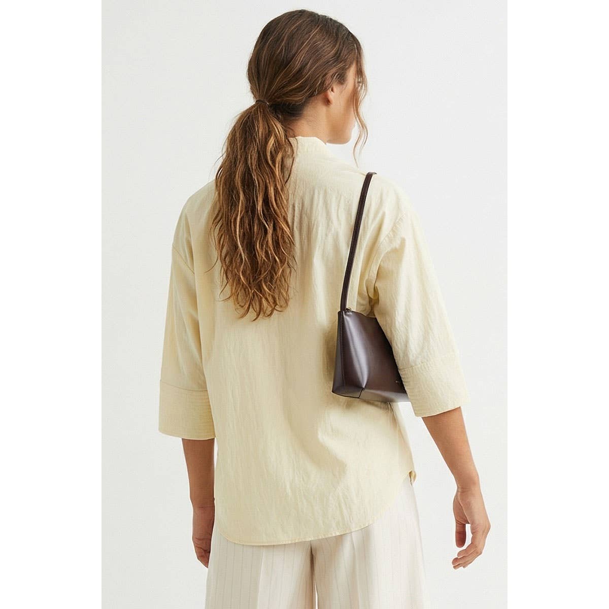 Contrast Stitch Detail Popover Blouse, Feathered Farmhouse