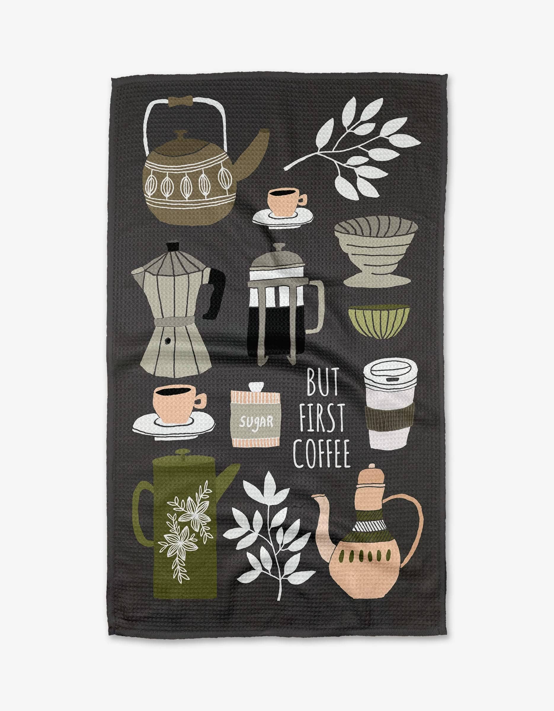 But First, Coffee Tea Towel, Feathered Farmhouse