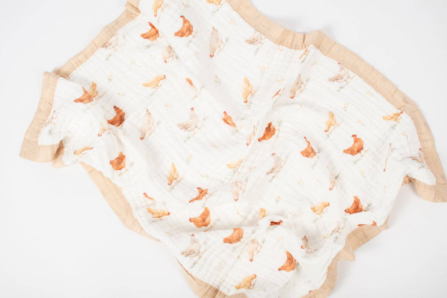 Classic Chicken Cotton Baby Blanket, Feathered Farmhouse